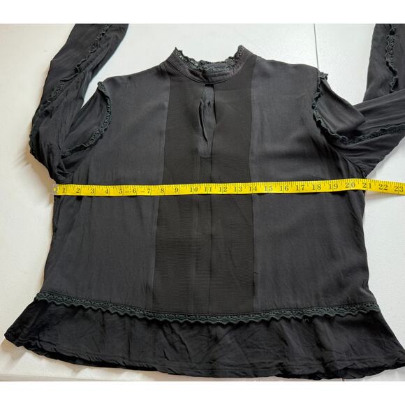 Three of Something Blouse Womens XL Black Lace Long Sleeve Business Casual - Picture 7 of 13